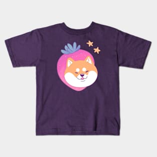 Shiba inu dog strawberry Kids T-Shirt